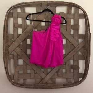One shoulder hot pink top